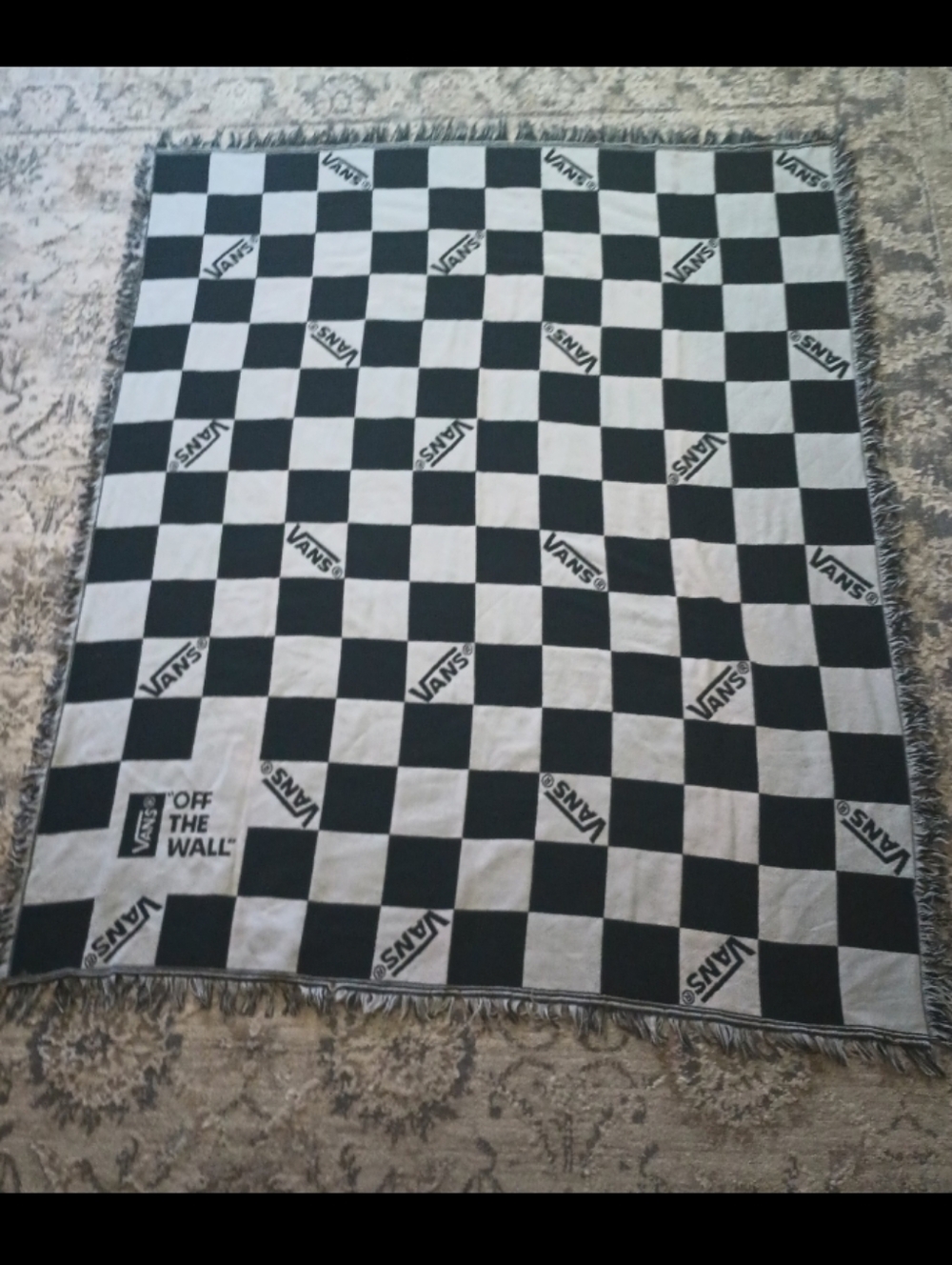 Vans Off the Wall Black And White Checkerboard Throw Blanket